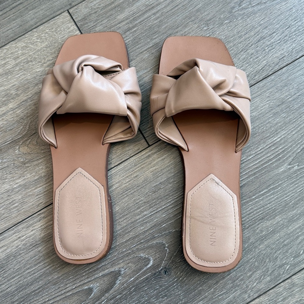 Nine West Taupe Knotted Slide Sandals - Picture 3 of 11